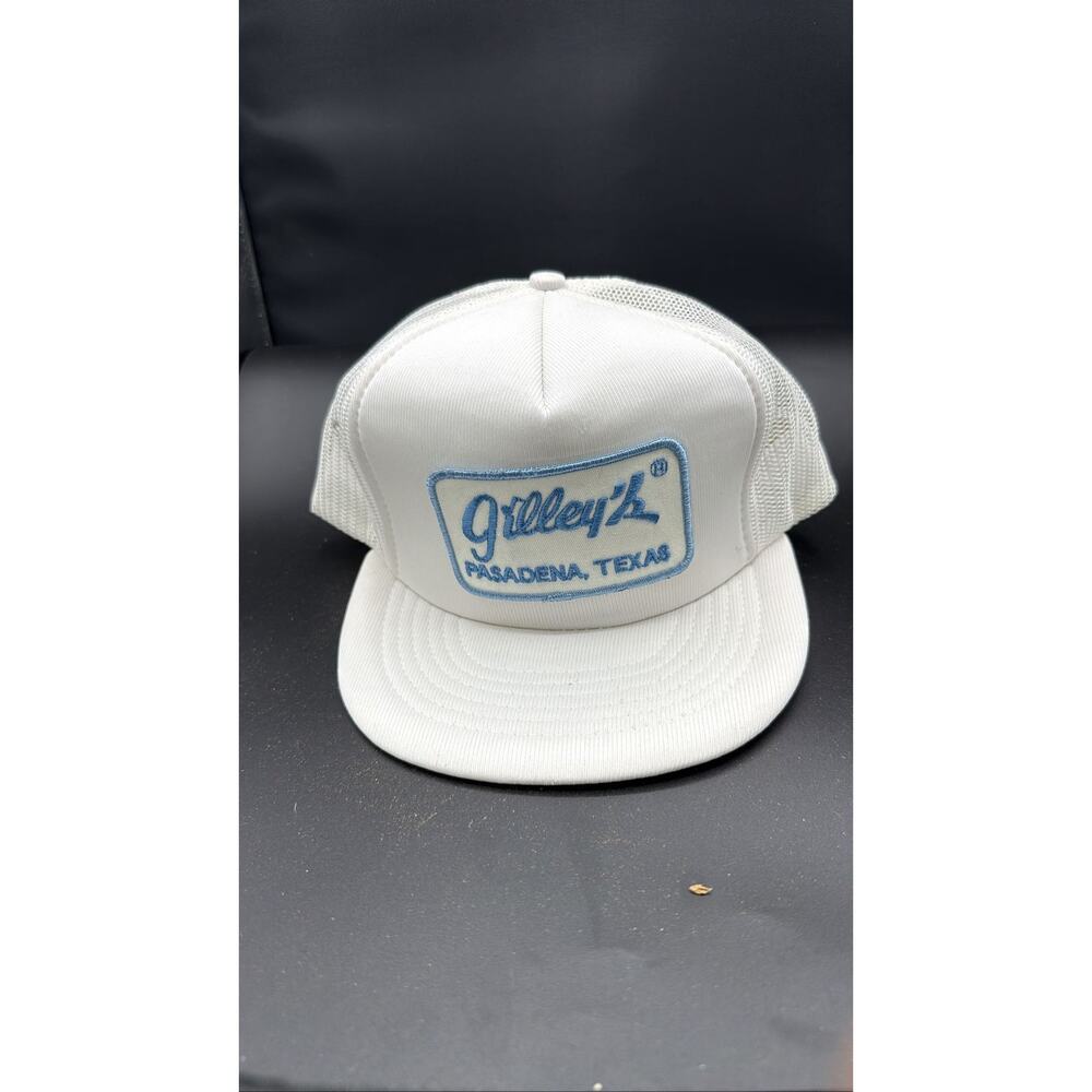Gilley's Pasadena Texas White Mesh Trucker Hat Snapback Cap Vintage 80s